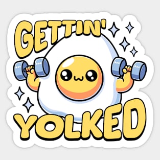 Getting Yolked! Cute Weightlifting Egg Pun Sticker